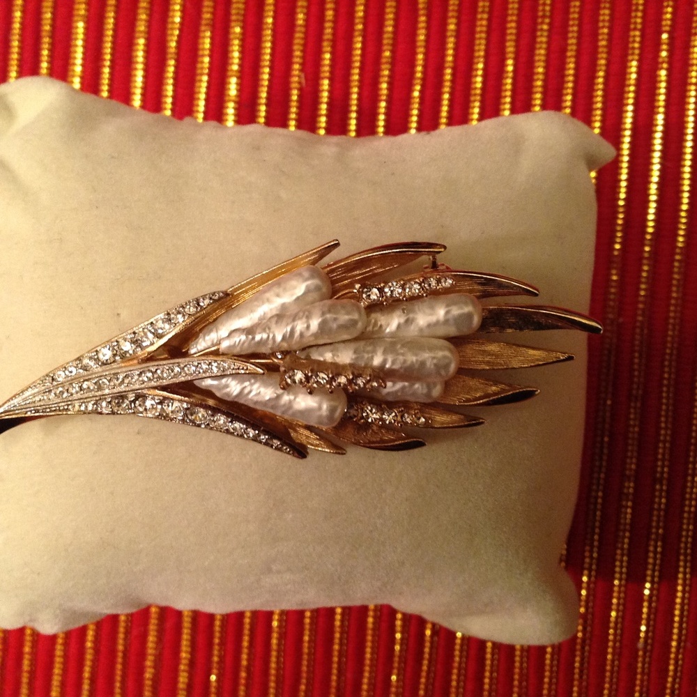 Vintage Pearl and CZ Brooch